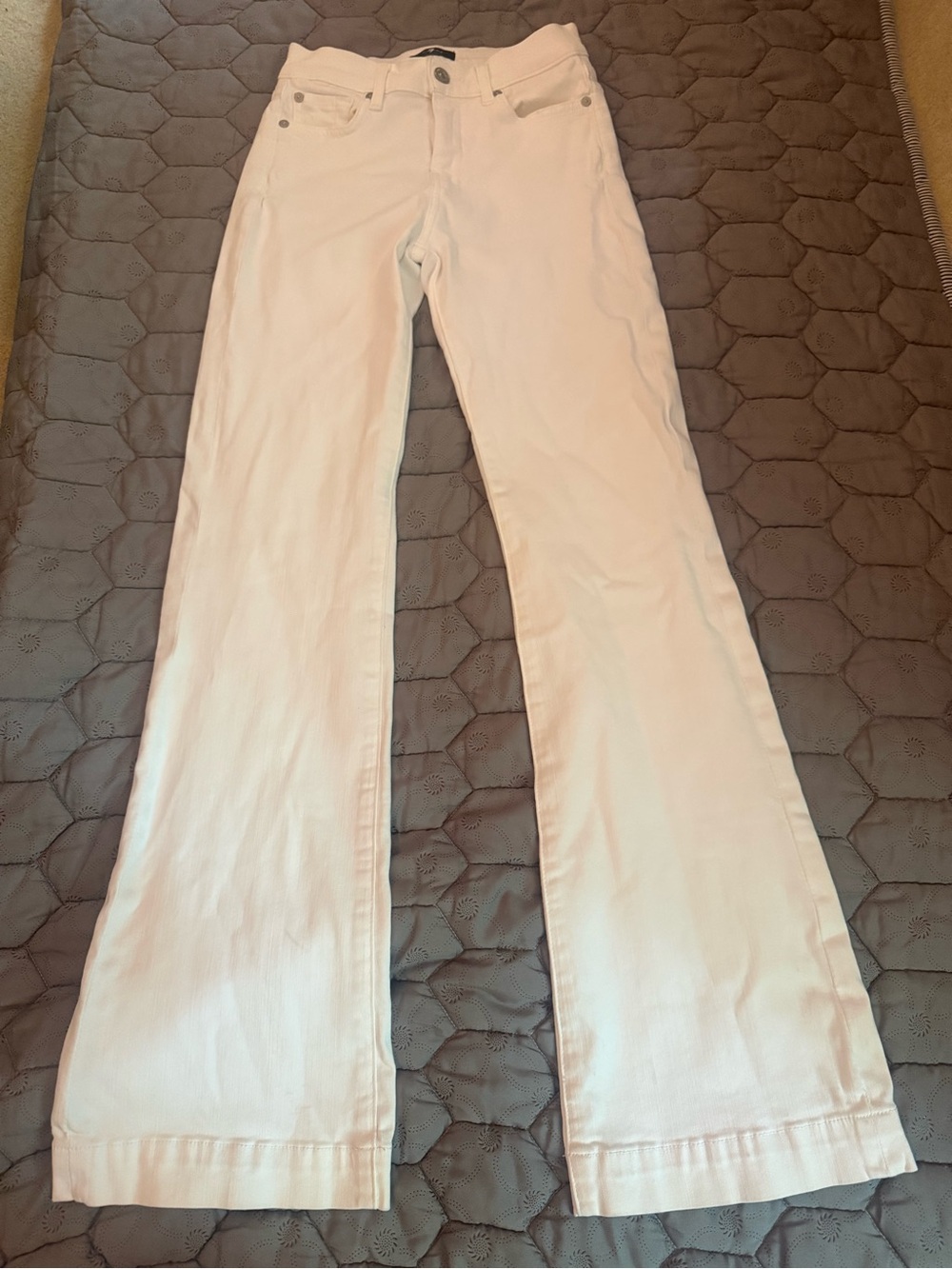 7 for all mankind Dojo Wide Leg Flare White Jeans